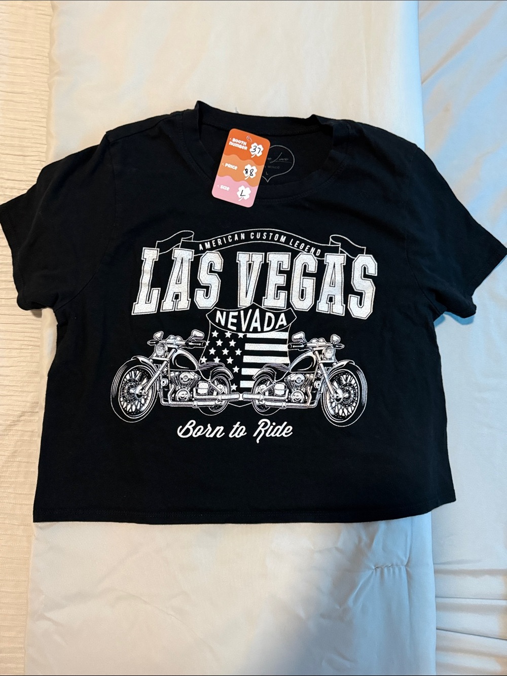 Black Las Vegas 'Born to Ride' Graphic Crop Top
